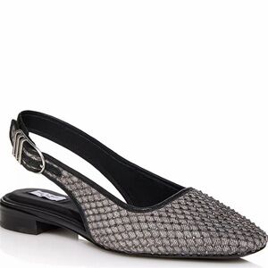 rag & bone Silver Metallic Slingback Pointed Flat